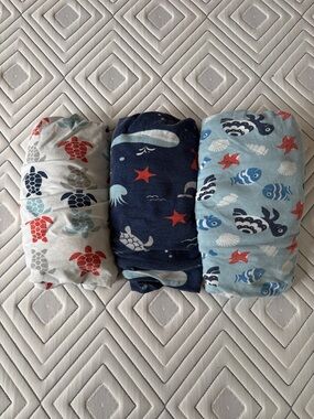 Set of Three Nautical Baby Crib Fitted Sheets - Sea Creatures (Spring/Summer)
